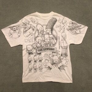 Liquid Blue The Simpsons Sketch Graphic T-Shirt White XL Homer Bart AOP